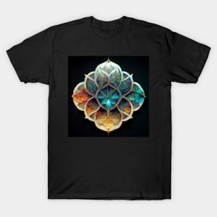 Bright Rainbow crystal lotus flower mandala T-Shirt